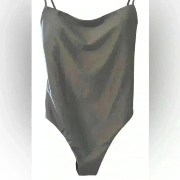 Shade & Shore Other - Shade & Shore Women’s High Leg Cheeky Silver Swimsuit Size M (8-10) NWT